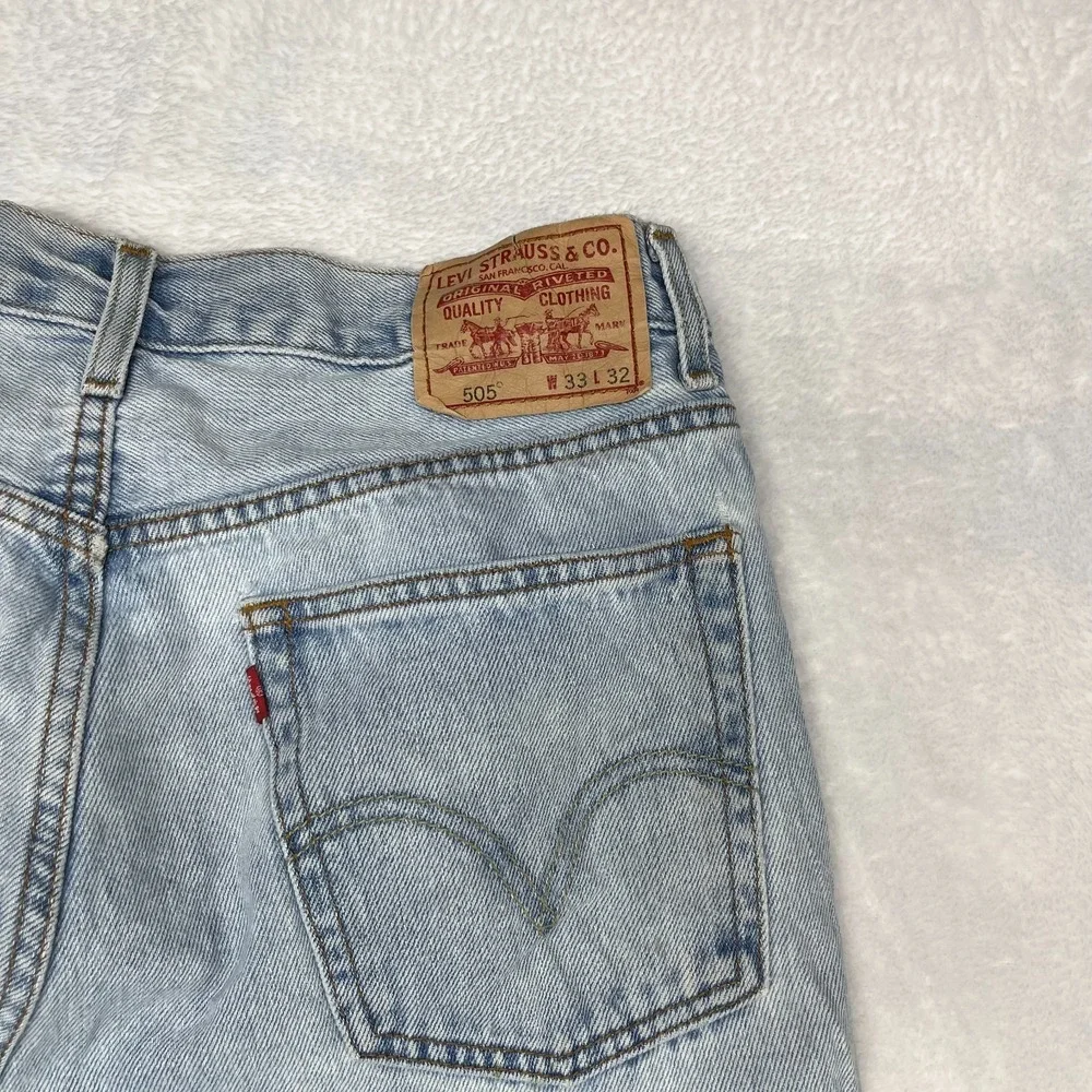 Levi's 505 Straight‎ Leg Jeans Men's Blue Denim Cotton Pockets Zip Fly - 31X30.5